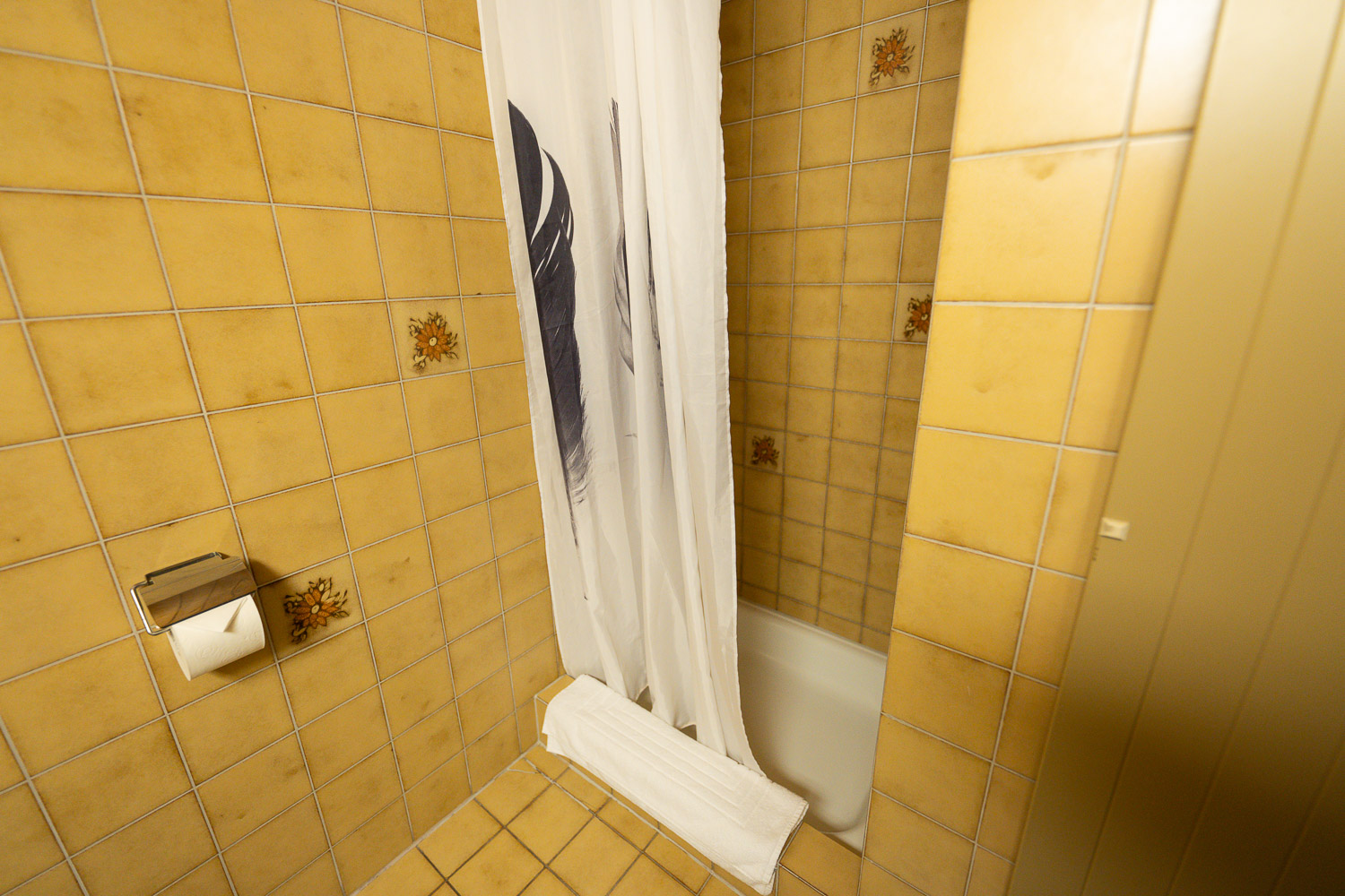Dusche und Badewanne im Zweibettzimmer